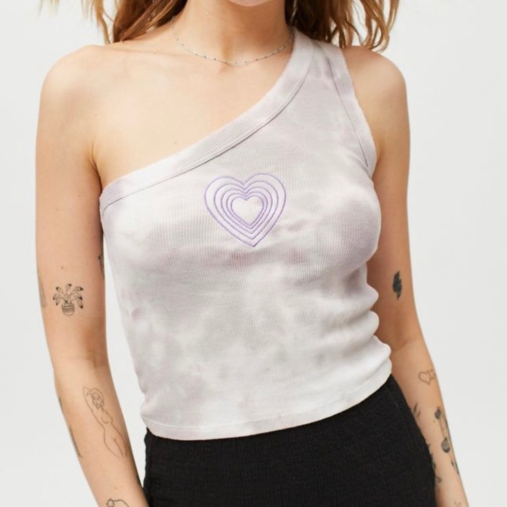 One shoulder tie dye top